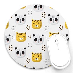 Seamless Pattern Cute Animals Round Mousepads