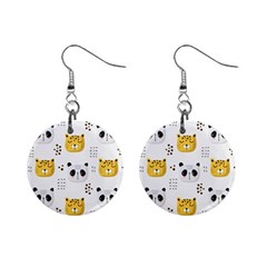 Seamless Pattern Cute Animals Mini Button Earrings