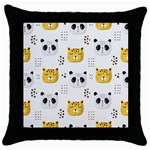 Seamless Pattern Cute Animals Throw Pillow Case (Black) Front