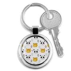 Seamless Pattern Cute Animals Key Chain (round)