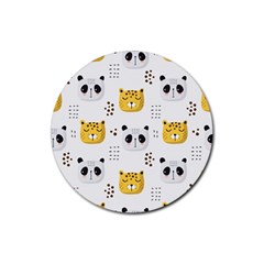 Seamless Pattern Cute Animals Rubber Coaster (round) by Jancukart