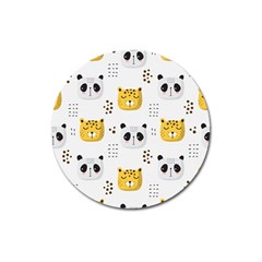 Seamless Pattern Cute Animals Magnet 3  (round)