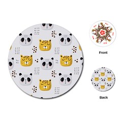 Seamless Pattern Cute Animals Playing Cards Single Design (round)