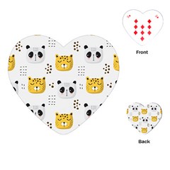 Seamless Pattern Cute Animals Playing Cards Single Design (heart)