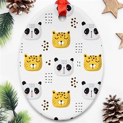 Seamless Pattern Cute Animals Oval Ornament (two Sides)