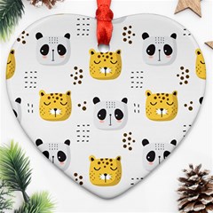 Seamless Pattern Cute Animals Heart Ornament (two Sides)