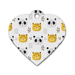 Seamless Pattern Cute Animals Dog Tag Heart (two Sides)