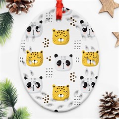 Seamless Pattern Cute Animals Ornament (oval Filigree)