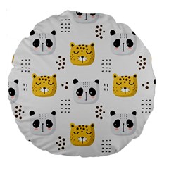 Seamless Pattern Cute Animals Large 18  Premium Round Cushions