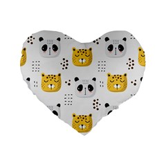 Seamless Pattern Cute Animals Standard 16  Premium Heart Shape Cushions