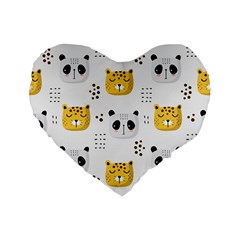 Seamless Pattern Cute Animals Standard 16  Premium Flano Heart Shape Cushions