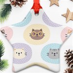 Cute Cat Seamless Pattern Background Ornament (Star) Front