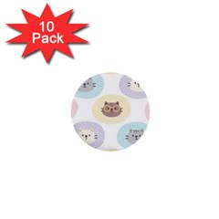 Cute Cat Seamless Pattern Background 1  Mini Buttons (10 Pack) 