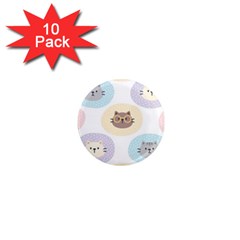 Cute Cat Seamless Pattern Background 1  Mini Magnet (10 Pack) 