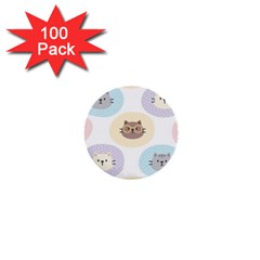 Cute Cat Seamless Pattern Background 1  Mini Buttons (100 Pack) 