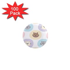 Cute Cat Seamless Pattern Background 1  Mini Magnets (100 Pack) 