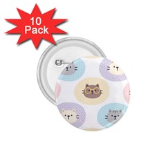 Cute Cat Seamless Pattern Background 1 75  Buttons (10 Pack) by Jancukart