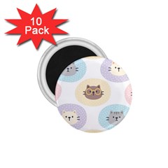 Cute Cat Seamless Pattern Background 1 75  Magnets (10 Pack)  by Jancukart