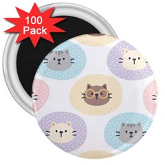 Cute Cat Seamless Pattern Background 3  Magnets (100 Pack)