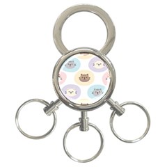 Cute Cat Seamless Pattern Background 3-ring Key Chain