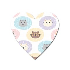 Cute Cat Seamless Pattern Background Heart Magnet