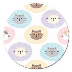 Cute Cat Seamless Pattern Background Magnet 5  (round)