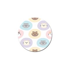 Cute Cat Seamless Pattern Background Golf Ball Marker