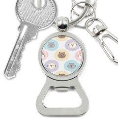 Cute Cat Seamless Pattern Background Bottle Opener Key Chain by Jancukart