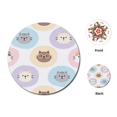 Cute Cat Seamless Pattern Background Playing Cards Single Design (round)