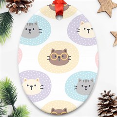 Cute Cat Seamless Pattern Background Oval Ornament (two Sides) by Jancukart