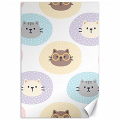 Cute Cat Seamless Pattern Background Canvas 24  X 36  by Jancukart