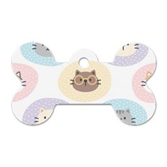 Cute Cat Seamless Pattern Background Dog Tag Bone (one Side)