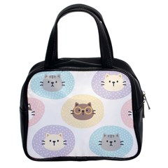 Cute Cat Seamless Pattern Background Classic Handbag (two Sides)