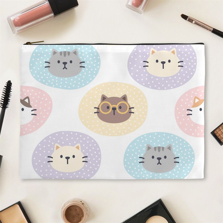 Cute Cat Seamless Pattern Background Cosmetic Bag (XL)