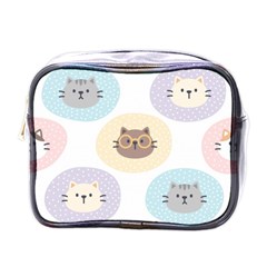 Cute Cat Seamless Pattern Background Mini Toiletries Bag (one Side)