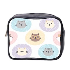 Cute Cat Seamless Pattern Background Mini Toiletries Bag (two Sides)