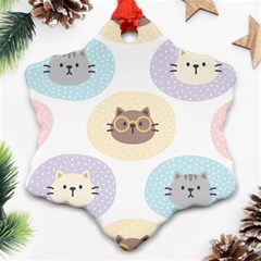 Cute Cat Seamless Pattern Background Ornament (snowflake)