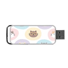 Cute Cat Seamless Pattern Background Portable Usb Flash (two Sides)