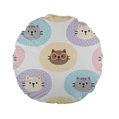 Cute Cat Seamless Pattern Background Standard 15  Premium Round Cushions by Jancukart