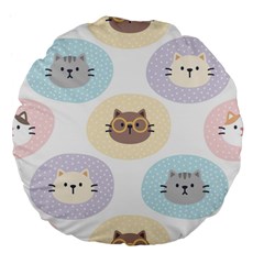 Cute Cat Seamless Pattern Background Large 18  Premium Flano Round Cushions by Jancukart