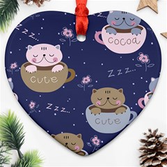 Cute Kittens Sleep Sweetly Mugs Ornament (heart)