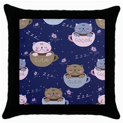 Cute Kittens Sleep Sweetly Mugs Throw Pillow Case (black) by Jancukart