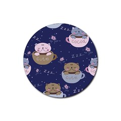 Cute Kittens Sleep Sweetly Mugs Rubber Coaster (round)