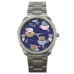 Cute Kittens Sleep Sweetly Mugs Sport Metal Watch