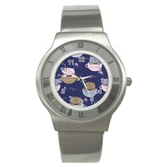 Cute Kittens Sleep Sweetly Mugs Stainless Steel Watch