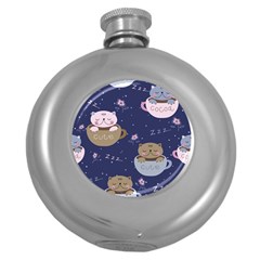 Cute Kittens Sleep Sweetly Mugs Round Hip Flask (5 Oz) by Jancukart