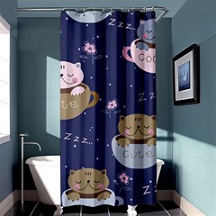 Cute Kittens Sleep Sweetly Mugs Shower Curtain 36  X 72  (stall)  by Jancukart