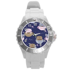 Cute Kittens Sleep Sweetly Mugs Round Plastic Sport Watch (l) by Jancukart