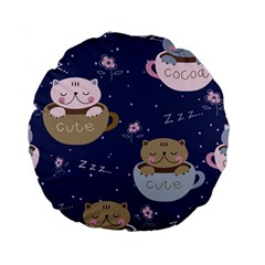 Cute Kittens Sleep Sweetly Mugs Standard 15  Premium Round Cushions by Jancukart