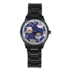 Cute Kittens Sleep Sweetly Mugs Stainless Steel Round Watch